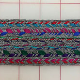 Metallic Trim - 2.25-inch Silver with Pink, Purple, Green and Blue Vintage